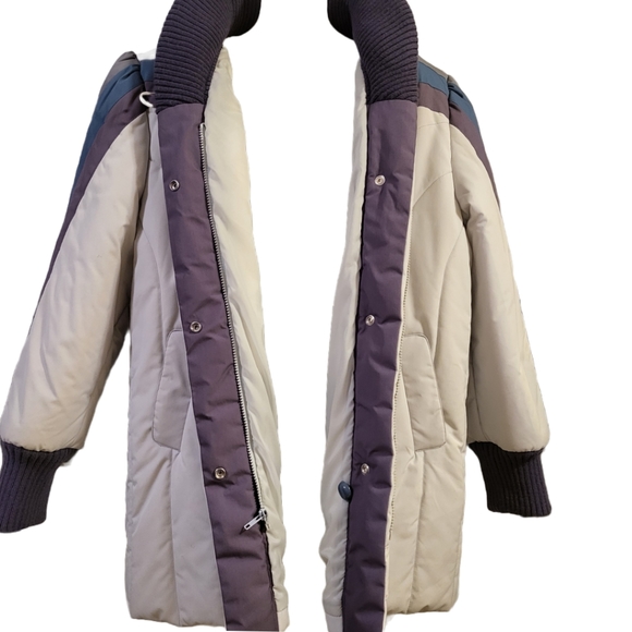 80s Mulberry Street Puffer Coat Like New sz 22.5 Pale Grey, Purple & Blue - Picture 5 of 9